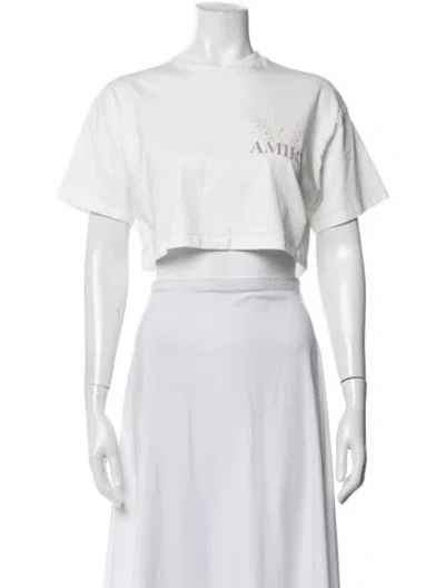 Pre-owned Amiri Graphic Print Crew Neck Crop Top In White