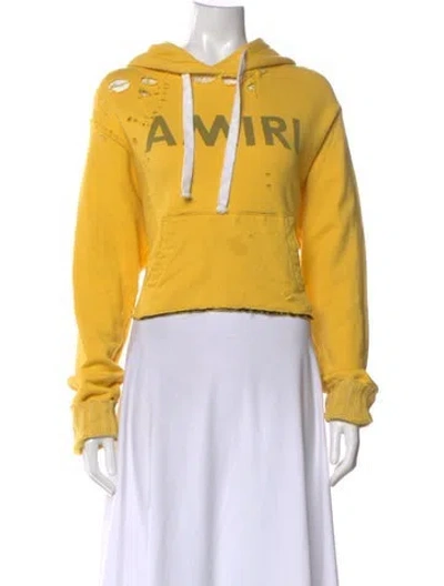 Pre-owned Amiri Graphic Print Crew Neck Hoodie In Yellow