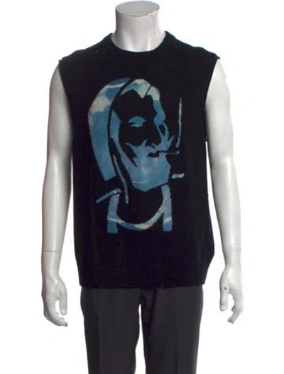 Pre-owned Amiri Graphic Print Crew Neck Sweater Vest In Black