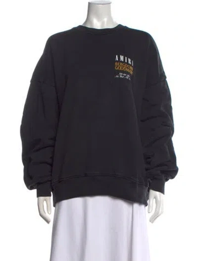 Pre-owned Amiri Graphic Print Crew Neck Sweatshirt In Black