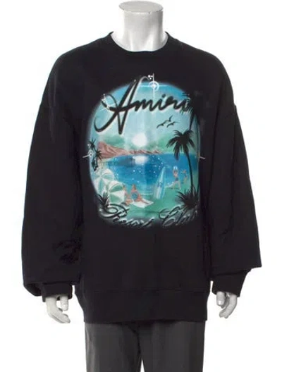 Pre-owned Amiri Graphic Print Crew Neck Sweatshirt In Black