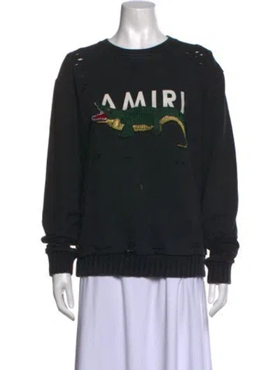 Pre-owned Amiri Graphic Print Crew Neck Sweatshirt In Black