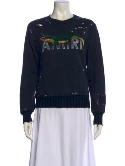 Pre-owned Amiri Graphic Print Crew Neck Sweatshirt In Blue