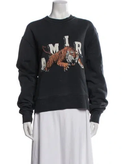 Pre-owned Amiri Graphic Print Crew Neck Sweatshirt In Blue