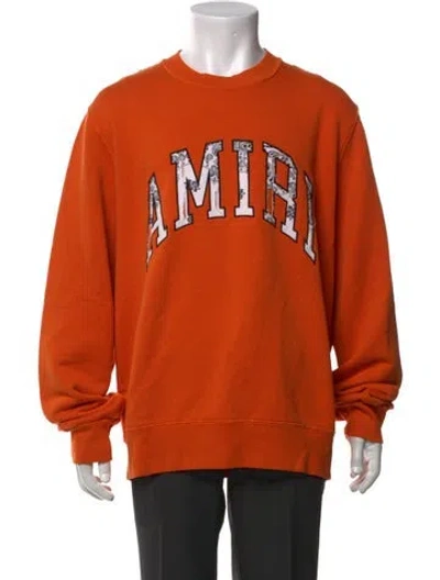 Pre-owned Amiri Graphic Print Crew Neck Sweatshirt In Orange
