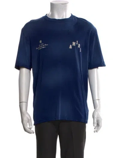 Pre-owned Amiri Graphic Print Crew Neck T-shirt In Blue