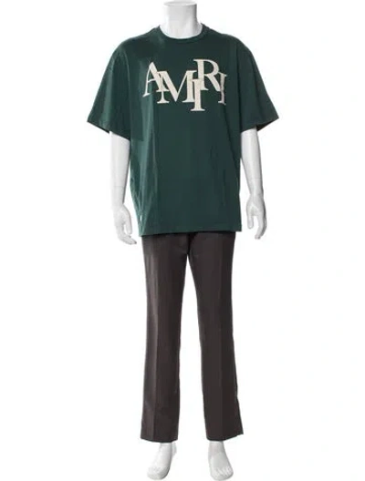 Pre-owned Amiri Graphic Print Crew Neck T-shirt In Green