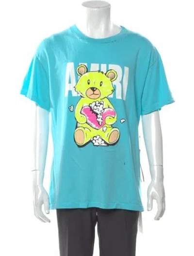 Pre-owned Amiri Graphic Print Crew Neck T-shirt W/ Tags In Blue