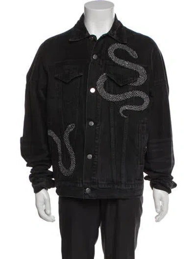 Pre-owned Amiri Graphic Print Denim Jacket In Black