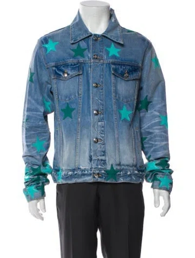 Pre-owned Amiri Graphic Print Denim Jacket In Blue