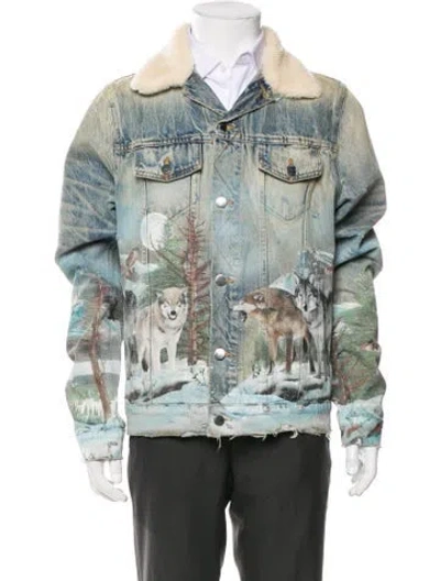 Pre-owned Amiri Graphic Print Denim Jacket In Blue