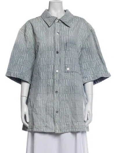 Pre-owned Amiri Graphic Print Denim Jacket In Blue