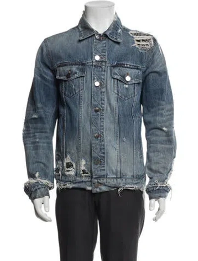 Pre-owned Amiri Graphic Print Denim Jacket In Blue