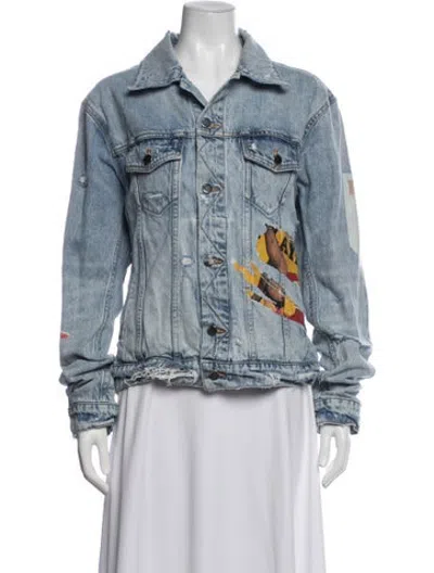 Pre-owned Amiri Graphic Print Denim Jacket In Blue