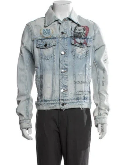 Pre-owned Amiri Graphic Print Denim Jacket W/ Tags In Blue