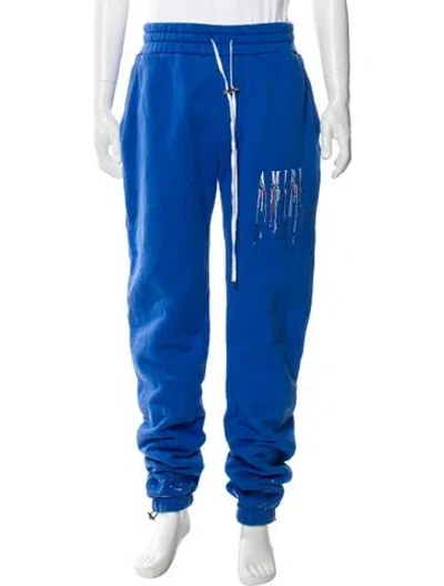 Pre-owned Amiri Graphic Print Embroidered Accent Lounge Bottoms In Blue
