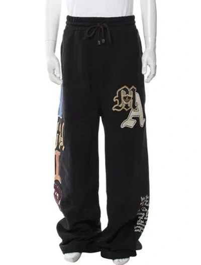 Pre-owned Amiri Graphic Print Embroidered Accent Lounge Bottoms W/ Tags In Black