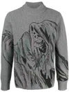 Amiri Graphic-print Knit Jumper In Grey
