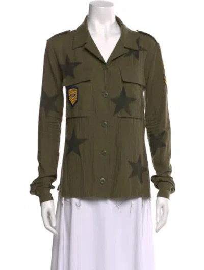 Pre-owned Amiri Graphic Print Long Sleeve Button-up Top In Green