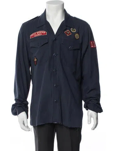 Pre-owned Amiri Graphic Print Long Sleeve Shirt In Blue