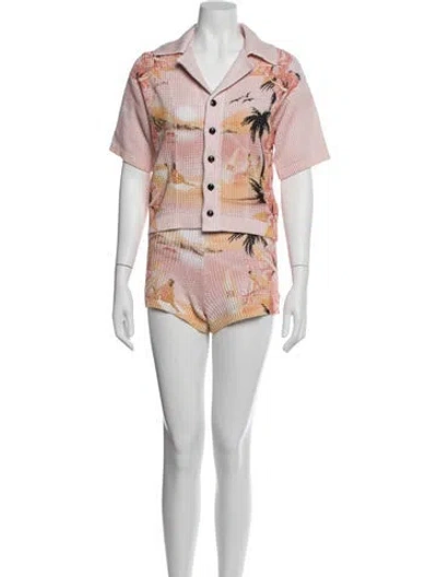 Pre-owned Amiri Graphic Print Mesh Accents Short Set In Multicolor