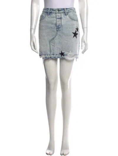 Pre-owned Amiri Graphic Print Mini Skirt W/ Tags In Blue