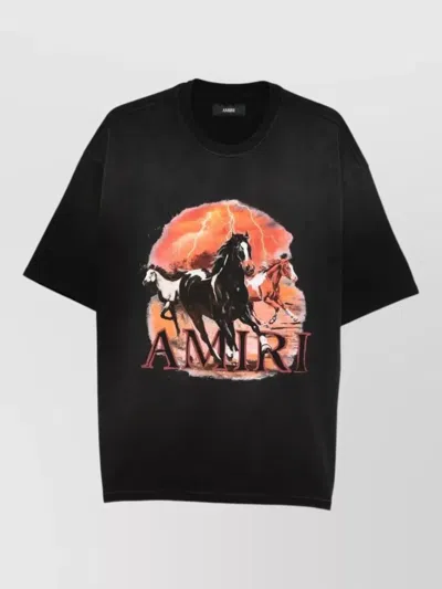 Amiri Graphic Print Oversized Crewneck T-shirt Shirt In Black
