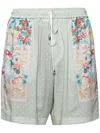 Amiri Hawaiian Polka-dot Track Shorts In Green
