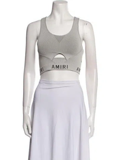 Pre-owned Amiri Graphic Print Scoop Neck Crop Top In Gray