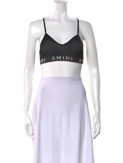 Pre-owned Amiri Graphic Print Scoop Neck Sports Bra In Black
