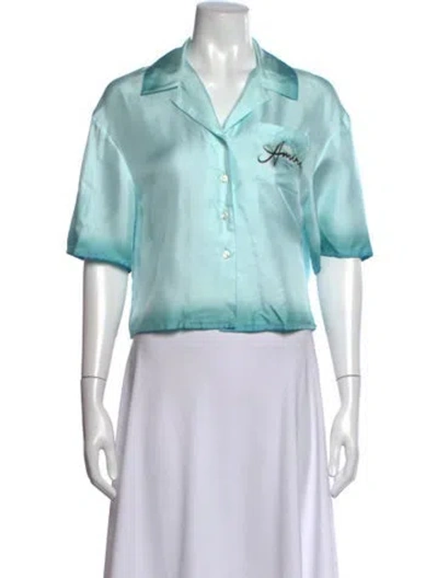 Pre-owned Amiri Graphic Print Short Sleeve Button-up Top In Blue