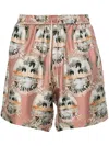 Amiri Graphic-print Silk Shorts In 粉色