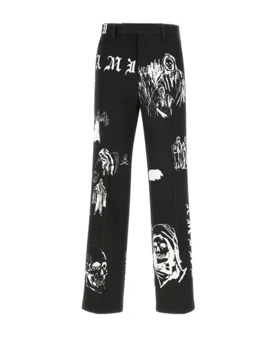 Amiri Graphic-print Straight-leg Trousers In Black