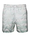 Amiri Staggered Drawstring Swim Trunks In White