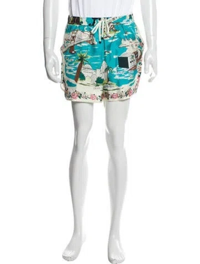 Pre-owned Amiri Graphic Print Swim Trunks In Blue