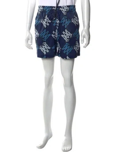 Pre-owned Amiri Graphic Print Swim Trunks W/ Tags In Blue