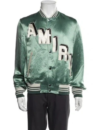 Pre-owned Amiri Graphic Print Varsity Jacket In Green