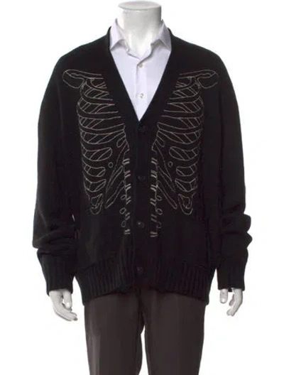 Pre-owned Amiri Graphic Print V-neck Cardigan In Black