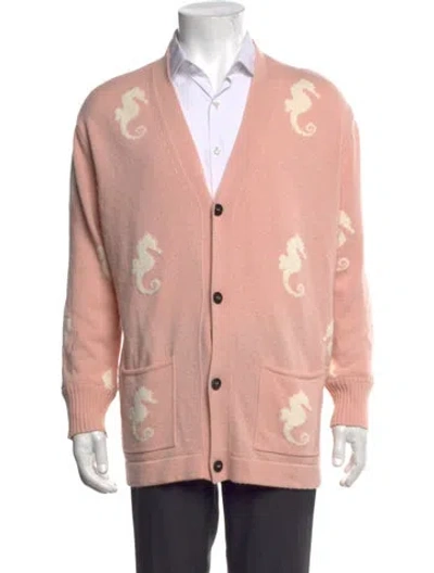 Pre-owned Amiri Graphic Print V-neck Cardigan In Pink