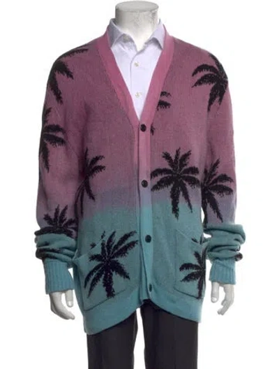 Pre-owned Amiri Graphic Print V-neck Cardigan In Purple