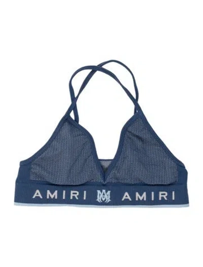 Pre-owned Amiri Graphic Print V-neck Sports Bra In Blue