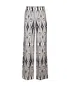 Amiri Graphic-print Wide-leg Silk Trousers In Gray
