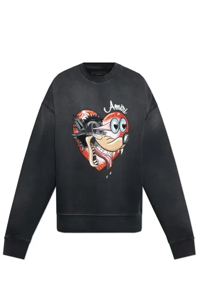 Amiri Graphic Printed Crewneck Sweatshirt In Nero