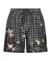 Amiri Silk Bermudas With Pattern And Adjustable Waistband In Gray