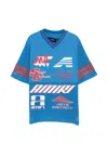 Amiri Graphic-print Mesh-panel T-shirt In Blue