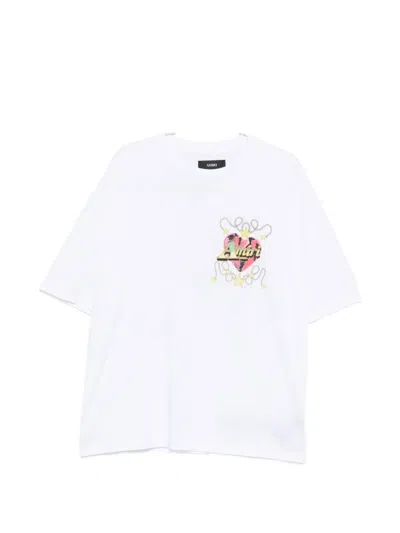 Amiri Embroidered Heart Graphic T-shirt In White