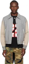 Amiri Contrasting-sleeve Bomber Jacket In Grey