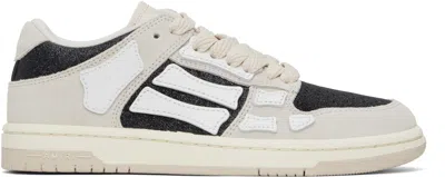 AMIRI GRAY & BLACK GLITTER SUEDE SKEL TOP LOW SNEAKERS