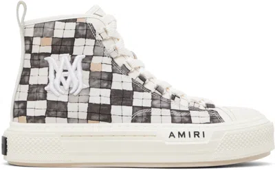 Amiri Plaid High-top Casual Sneakers In White