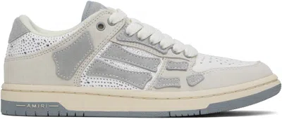 AMIRI GRAY & WHITE CRYSTAL SUEDE SKEL TOP LOW SNEAKERS